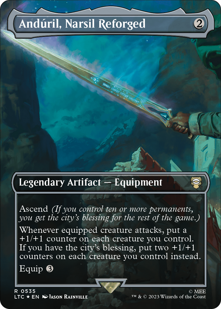 Anduril, Narsil Reforged (Borderless) (Surge Foil) [The Lord of the Rings: Tales of Middle-Earth Commander] - Destination Retro