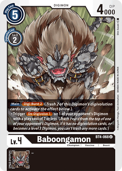 Baboongamon [BT4-068] [Great Legend] - Destination Retro