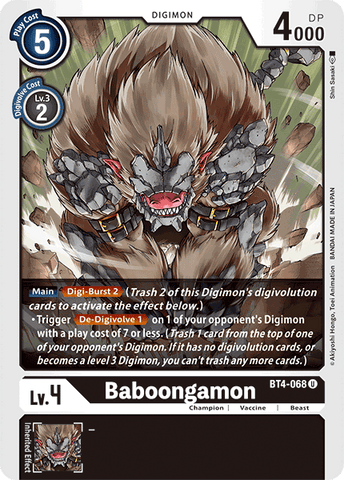 Baboongamon [BT4-068] [Great Legend] - Destination Retro
