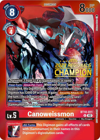 Canoweissmon [BT10-011] (2023 Regionals Champion) [Xros Encounter Promos] - Destination Retro