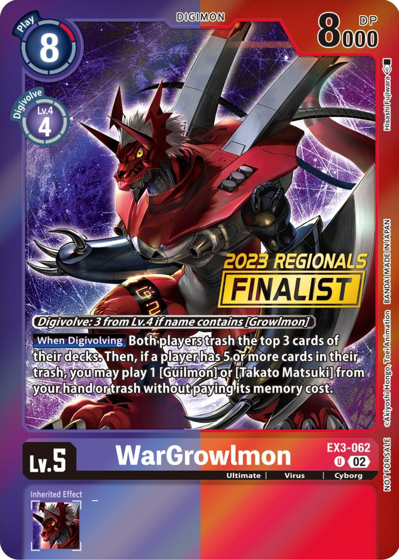 WarGrowlmon [EX3-062] (2023 Regionals Finalist) [Draconic Roar Promos] - Destination Retro