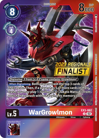 WarGrowlmon [EX3-062] (2023 Regionals Finalist) [Draconic Roar Promos] - Destination Retro