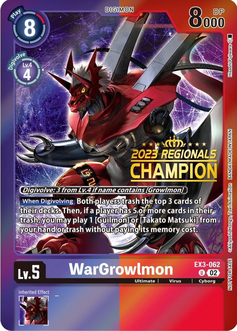 WarGrowlmon [EX3-062] (2023 Regionals Champion) [Draconic Roar Promos] - Destination Retro