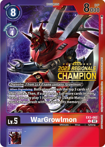 WarGrowlmon [EX3-062] (2023 Regionals Champion) [Draconic Roar Promos] - Destination Retro