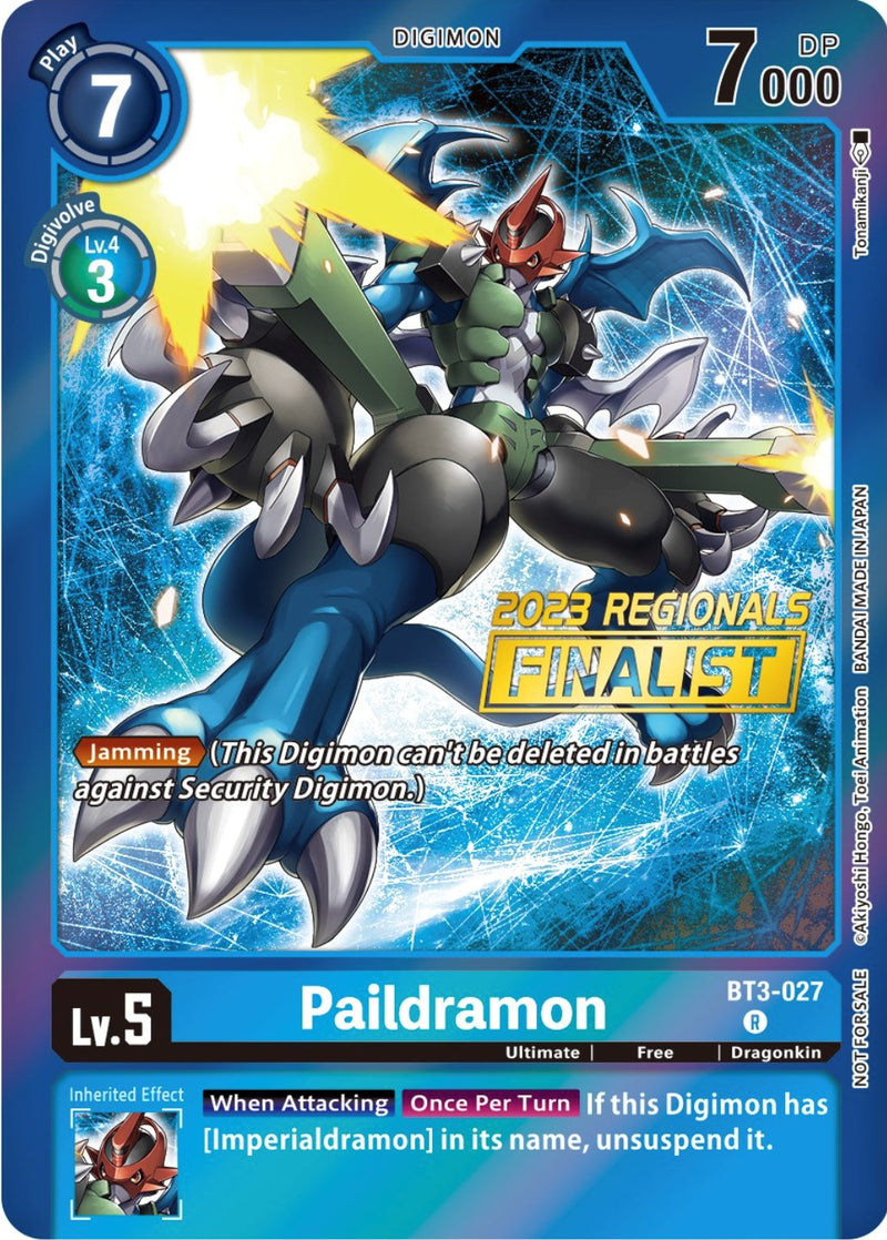 Paildramon [BT3-027] (2023 Regionals Finalist) [Release Special Booster Promos] - Destination Retro