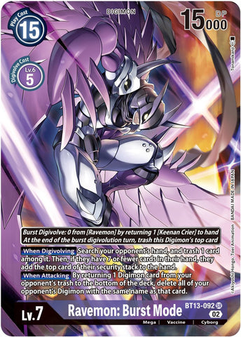 Ravemon: Burst Mode [BT13-092] (Alternate Art) [Versus Royal Knights Booster] - Destination Retro