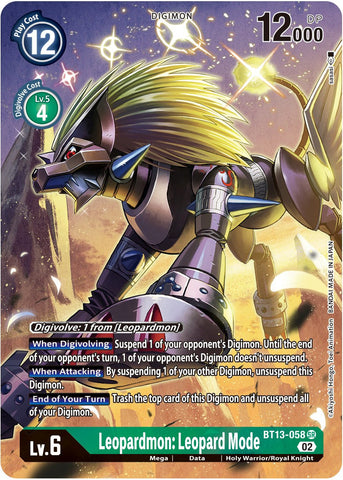 Leopardmon: Leopard Mode [BT13-058] (Alternate Art) [Versus Royal Knights Booster] - Destination Retro