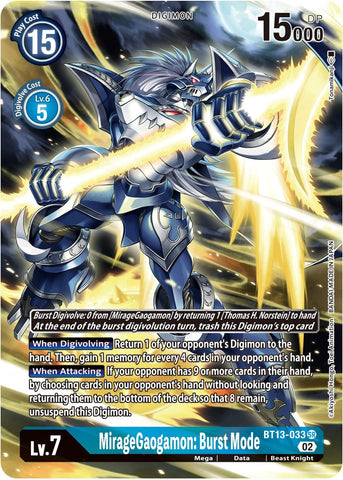 MirageGaogamon: Burst Mode [BT13-033] (Alternate Art) [Versus Royal Knights Booster] - Destination Retro