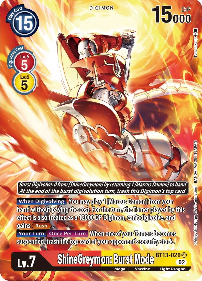 ShineGreymon: Burst Mode [BT13-020] (Alternate Art) [Versus Royal Knights Booster] - Destination Retro