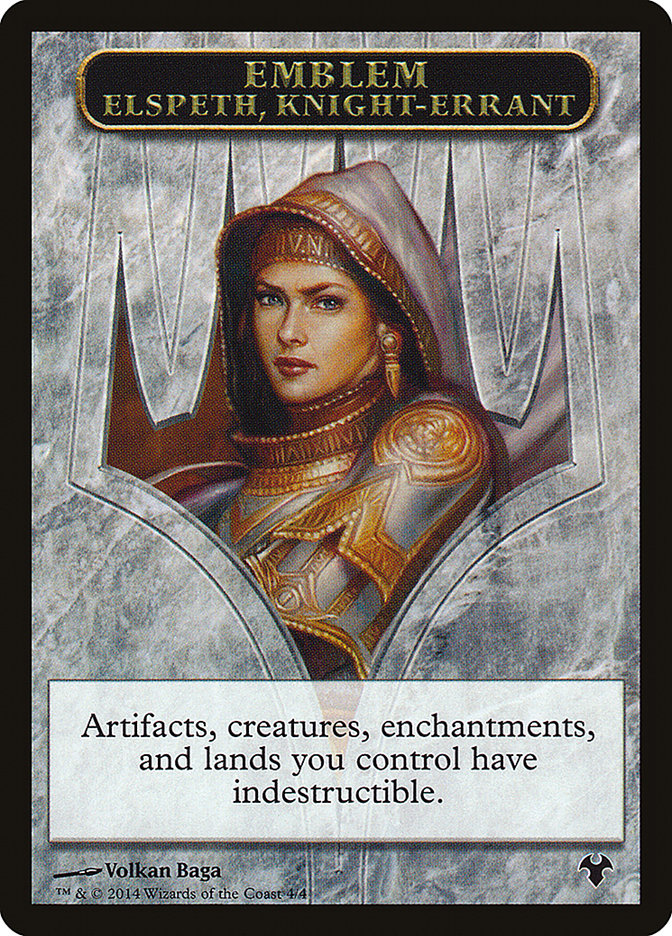 Emblem - Elspeth, Knight-Errant // Soldier Double-Sided Token [Modern Event Deck 2014 Tokens] - Destination Retro
