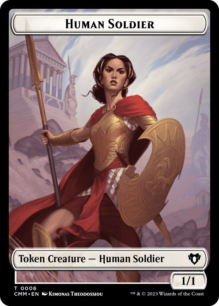 Human Soldier // Dragon (0021) Double-Sided Token [Commander Masters Tokens] - Destination Retro
