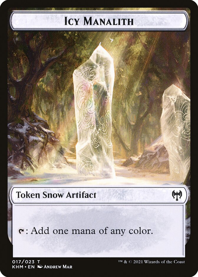 Elf Warrior // Icy Manalith Double-Sided Token [Kaldheim Tokens] - Destination Retro
