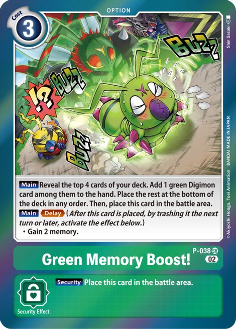 Green Memory Boost! [P-038] (Resurgence Booster) [Promotional Cards] - Destination Retro