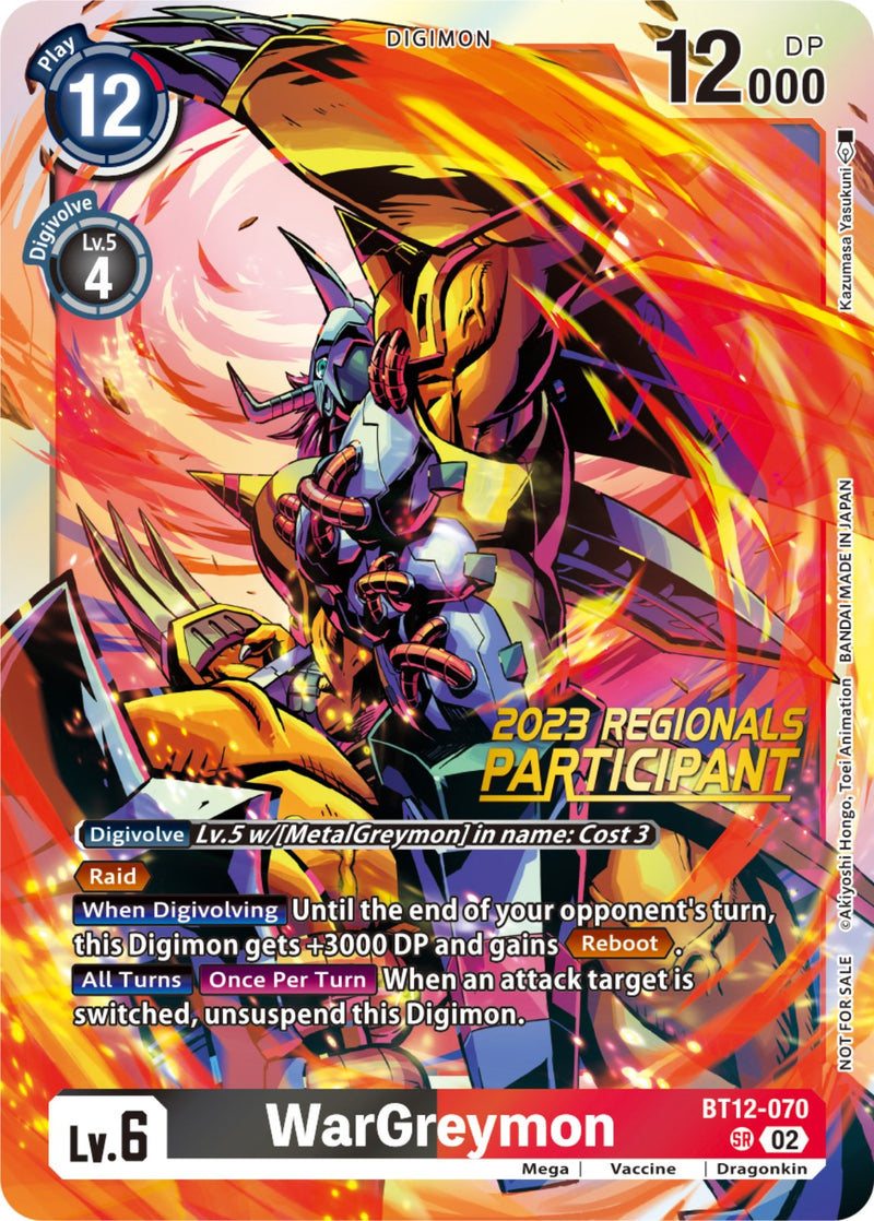 WarGreymon [BT12-070] (2023 Regionals Participant) [Across Time] - Destination Retro