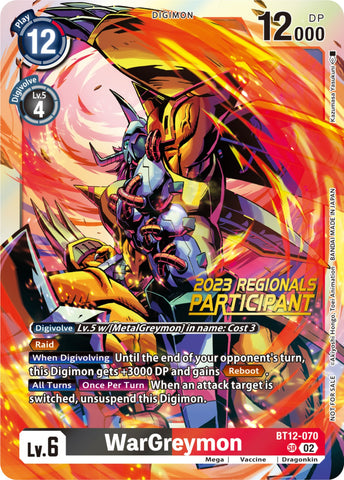 WarGreymon [BT12-070] (2023 Regionals Participant) [Across Time] - Destination Retro