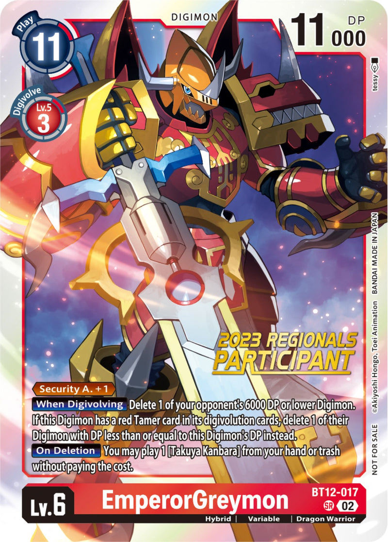 EmperorGreymon [BT12-017] (2023 Regionals Participant) [Across Time] - Destination Retro