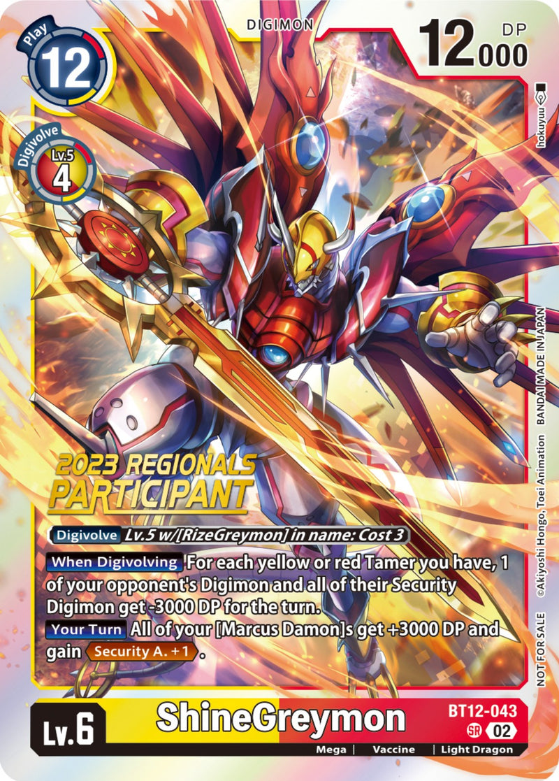 ShineGreymon [BT12-043] (2023 Regionals Participant) [Across Time] - Destination Retro