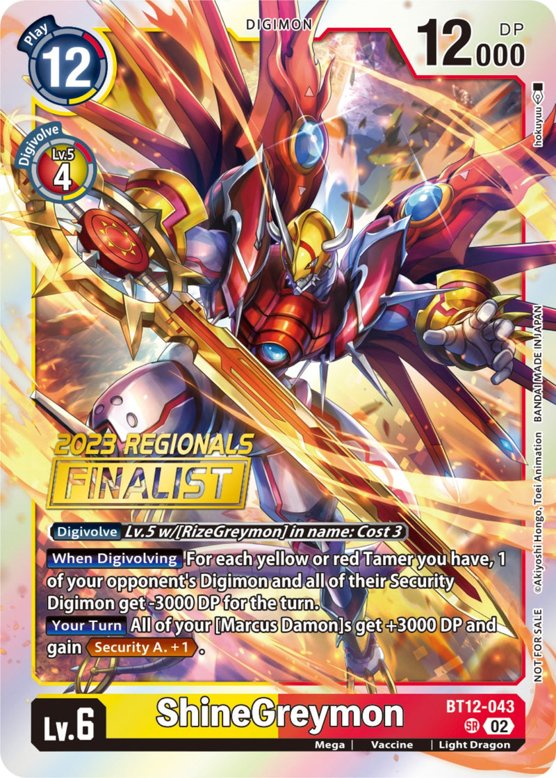 ShineGreymon [BT12-043] (2023 Regionals Finalist) [Across Time] - Destination Retro