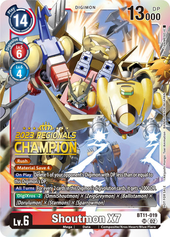 Shoutmon X7 [BT11-019] (2023 Regionals Champion) [Dimensional Phase] - Destination Retro