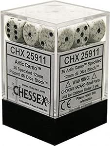 SUPPLIES - DICE - CHX 25911 - SPECKLED 36D6 ARTIC CAMO 12MM - Destination Retro