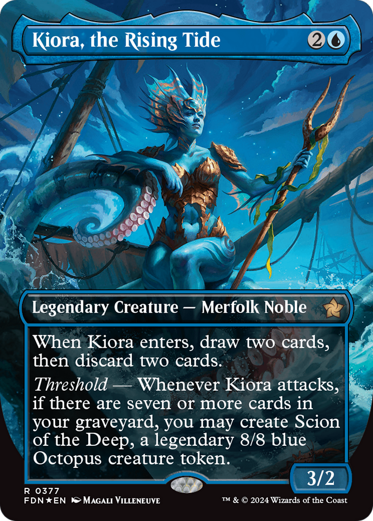 Kiora, the Rising Tide (Borderless) (Mana Foil) [Foundations] - Destination Retro