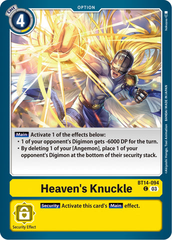Heaven's Knuckle [BT14-094] [Blast Ace] - Destination Retro