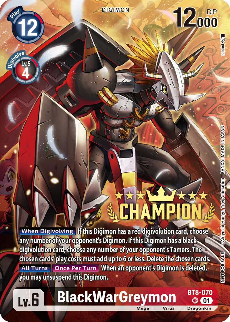 BlackWarGreymon [BT8-070] (Digimon 3-On-3 November 2023 Champion) [New Awakening] - Destination Retro