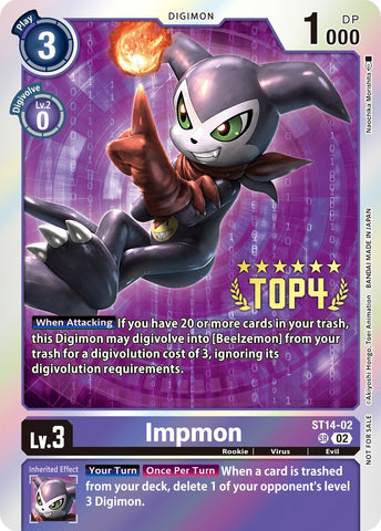 Impmon [ST14-02] (Digimon 3-On-3 November 2023 Top 4) [Starter Deck: Beelzemon Advanced Deck Set] - Destination Retro