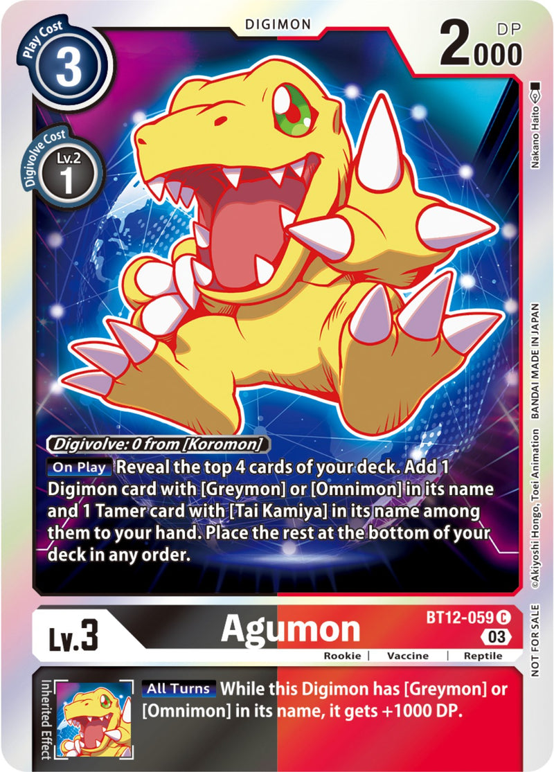 Agumon [BT12-059] (Official Tournament Pack Vol.11) [Across Time] - Destination Retro