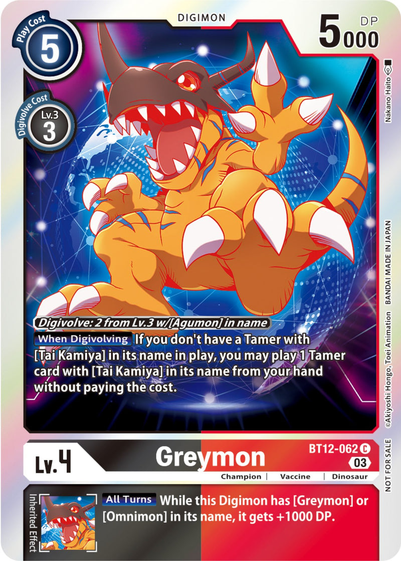 Greymon [BT12-062] (Official Tournament Pack Vol.11) [Across Time] - Destination Retro