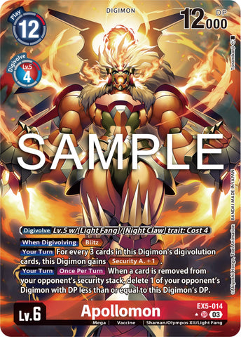 Apollomon [EX5-014] (Alternate Art) [Animal Colosseum] - Destination Retro