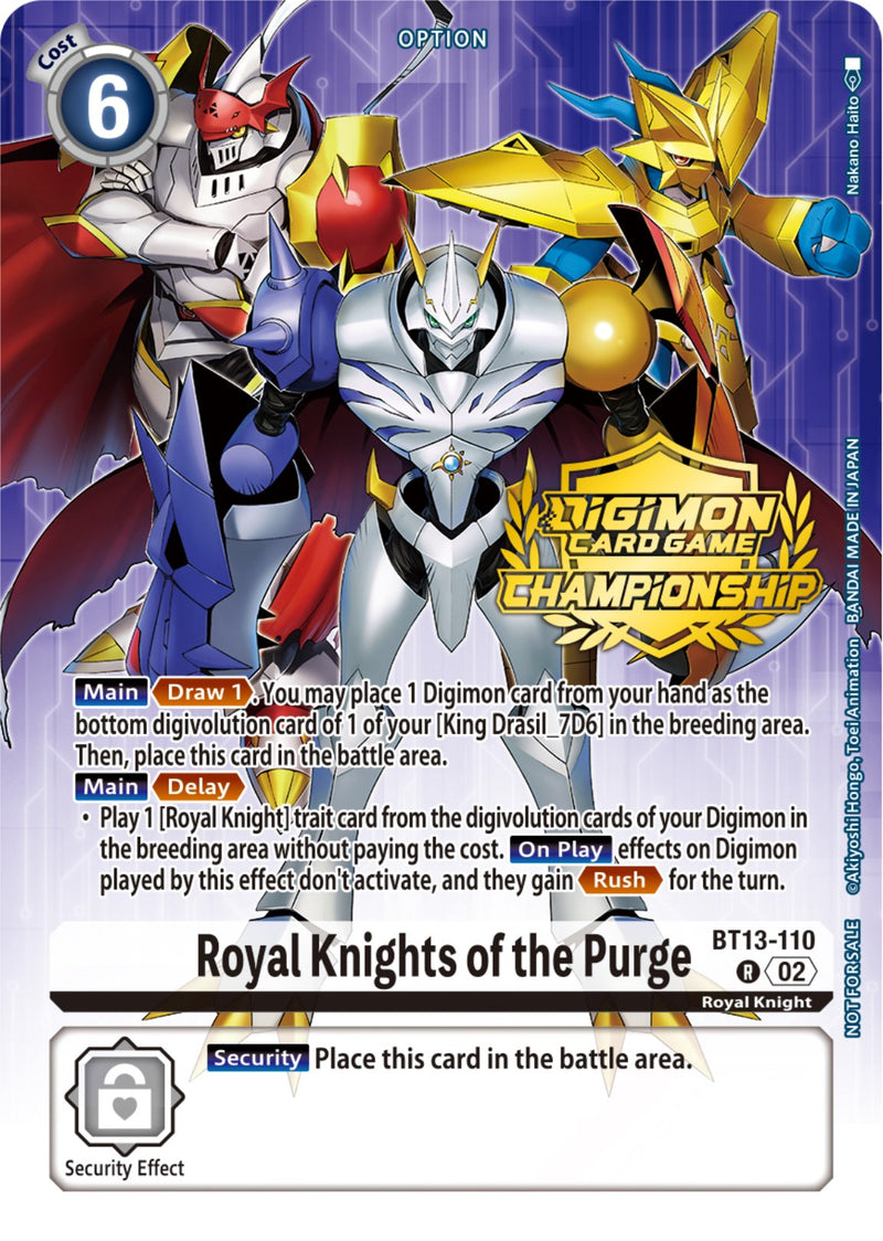 Royal Knights of the Purge [BT13-110] (Championship 2023 Tamers Pack) [Versus Royal Knights Promos] - Destination Retro