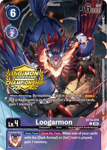 Loogarmon [BT14-074] (Championship 2023 Tamers Pack) [Blast Ace Promos] - Destination Retro