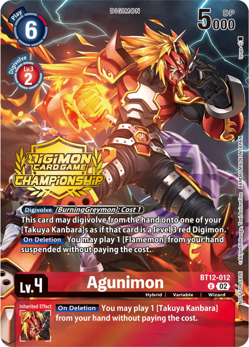 Agunimon [BT12-012] (Championship 2023 Tamers Pack) [Across Time Promos] - Destination Retro