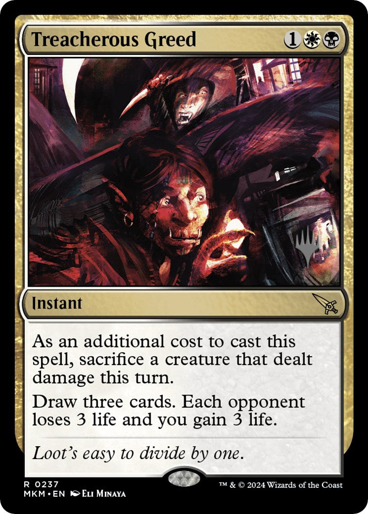 Treacherous Greed (Promo Pack) [Murders at Karlov Manor Promos] - Destination Retro