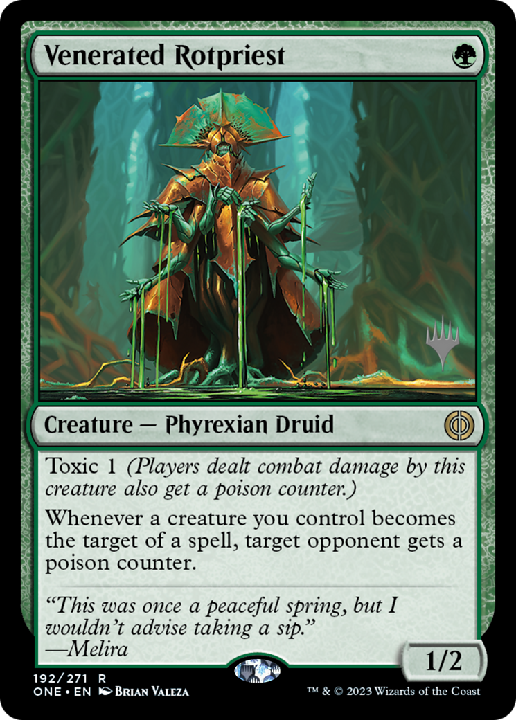 Venerated Rotpriest (Promo Pack) [Phyrexia: All Will Be One Promos] - Destination Retro