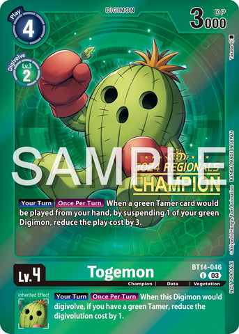 Togemon [BT14-046] (2024 Regionals Champion) [Blast Ace Promos] - Destination Retro