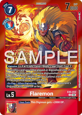 Flaremon [EX5-012] (2024 Regionals Champion) [Animal Colosseum Promos] - Destination Retro