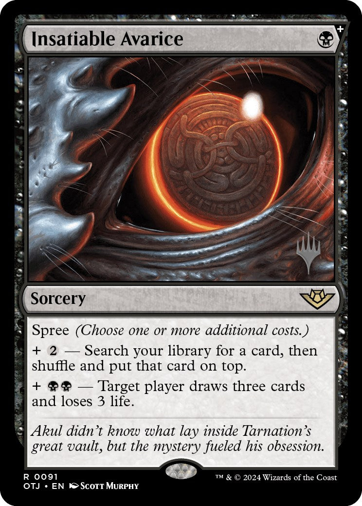 Insatiable Avarice (Promo Pack) [Outlaws of Thunder Junction Promos] - Destination Retro