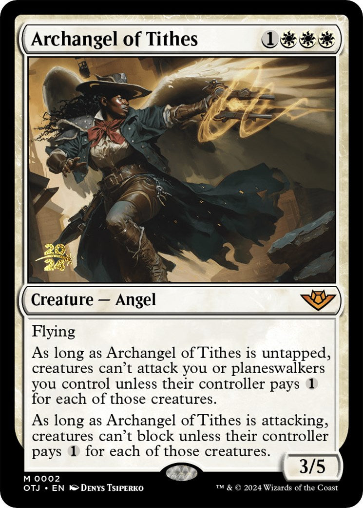 Archangel of Tithes [Outlaws of Thunder Junction Prerelease Promos] - Destination Retro