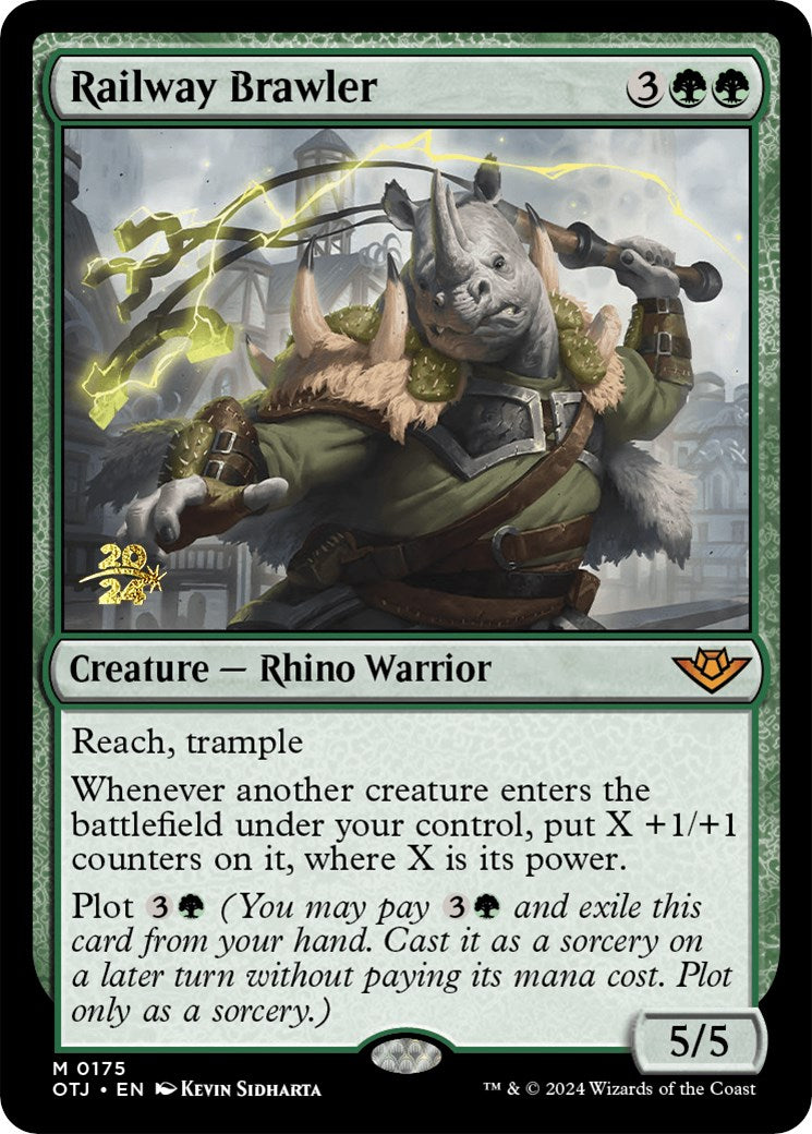 Railway Brawler [Outlaws of Thunder Junction Prerelease Promos] - Destination Retro