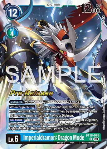 Imperialdramon: Dragon Mode [BT16-028] [Beginning Observer Pre-Release Promos] - Destination Retro