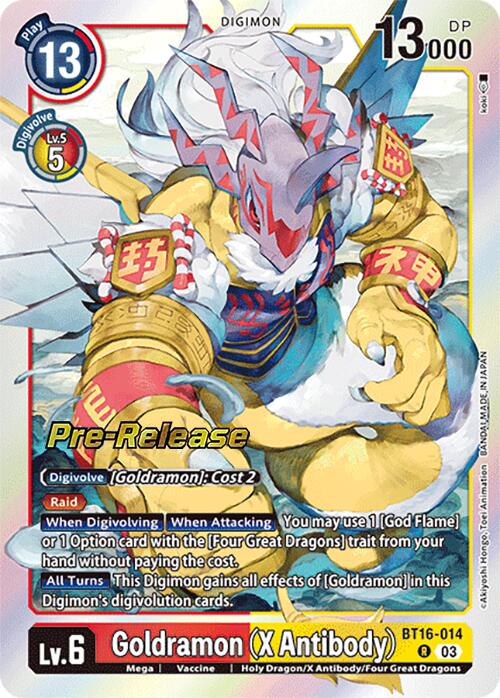 Goldramon (X Antibody) [BT16-014] [Beginning Observer Pre-Release Promos] - Destination Retro
