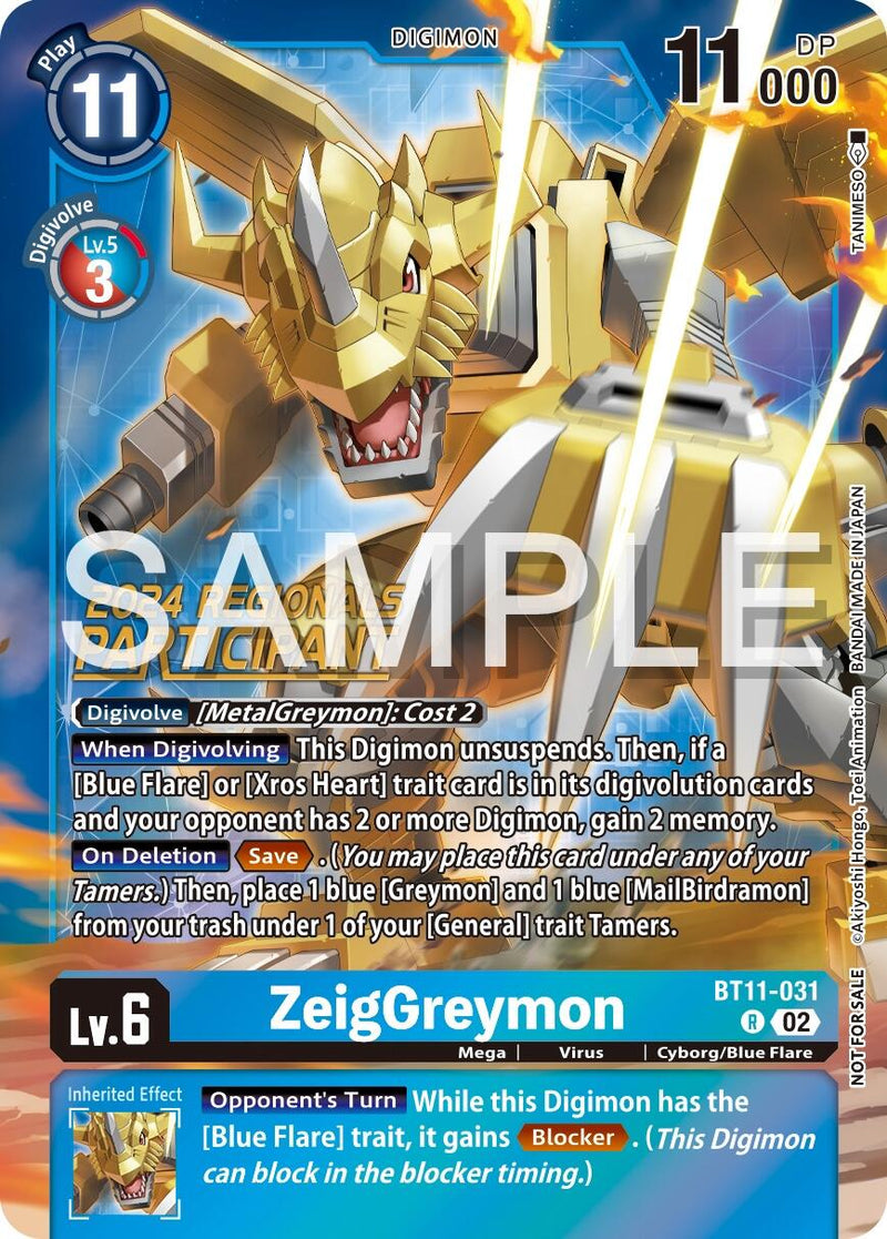 ZeigGreymon [BT11-031] (2024 Regionals Participant) [Dimensional Phase] - Destination Retro
