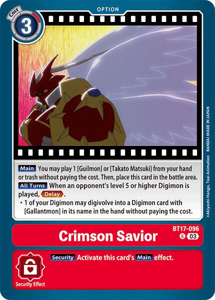 Crimson Savior [BT17-096] [Secret Crisis] - Destination Retro