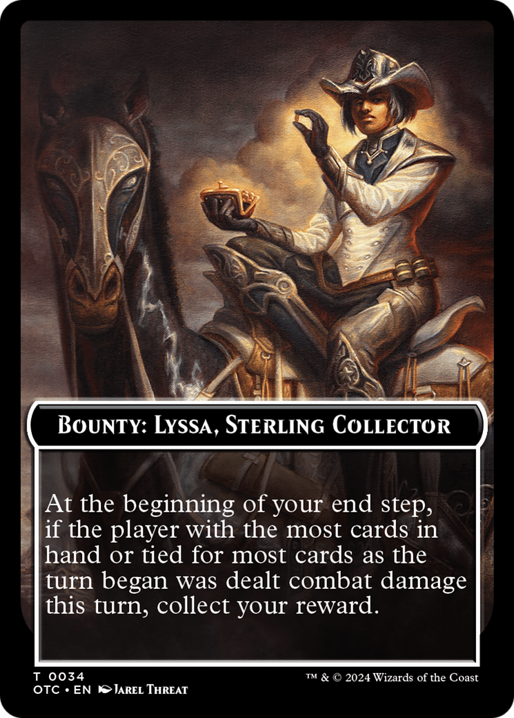 Bounty: Lyssa, Sterling Collector // Bounty Rules Double-Sided Token [Outlaws of Thunder Junction Commander Tokens] - Destination Retro