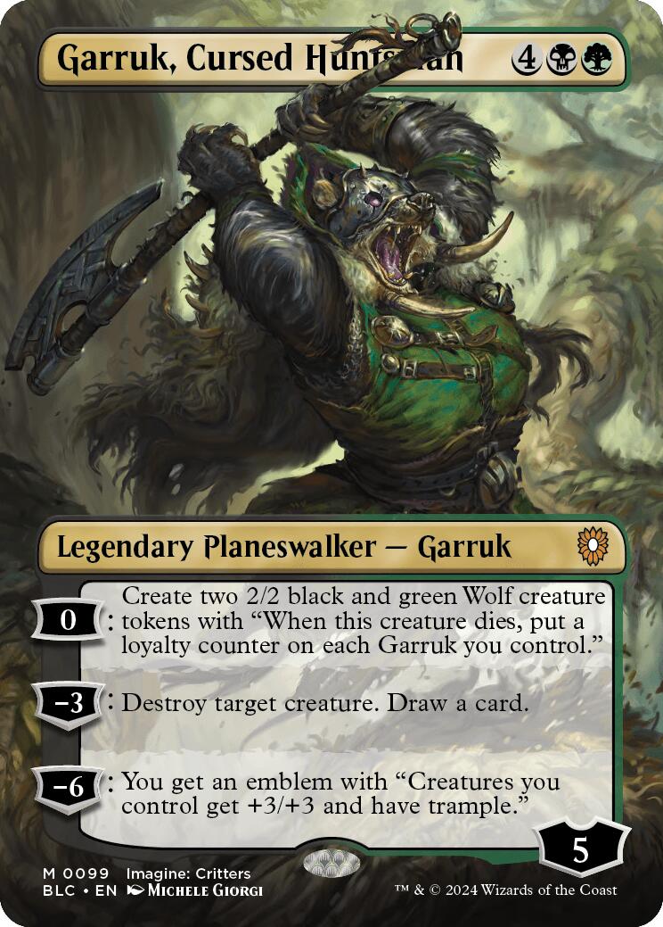 Garruk, Cursed Huntsman (Borderless) [Bloomburrow Commander] - Destination Retro
