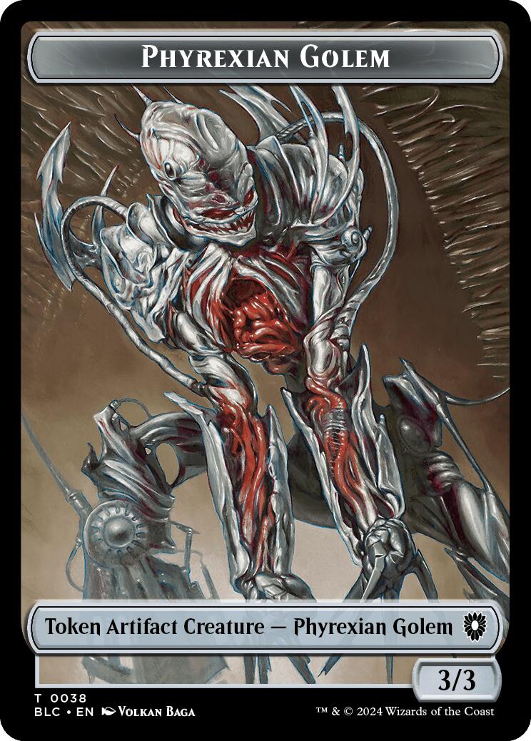Phyrexian Golem // Faerie Double-Sided Token [Bloomburrow Commander Tokens] - Destination Retro