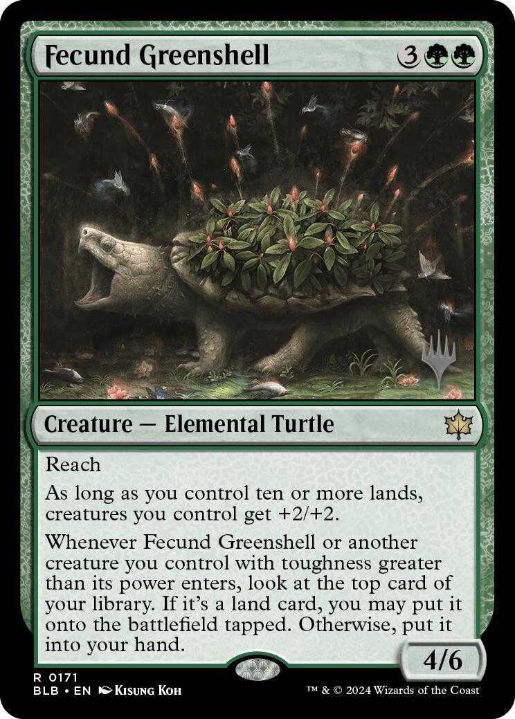 Fecund Greenshell (Promo Pack) [Bloomburrow Promos] - Destination Retro