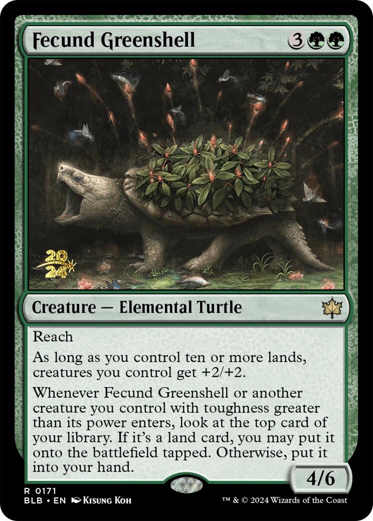 Fecund Greenshell [Bloomburrow Prerelease Promos] - Destination Retro